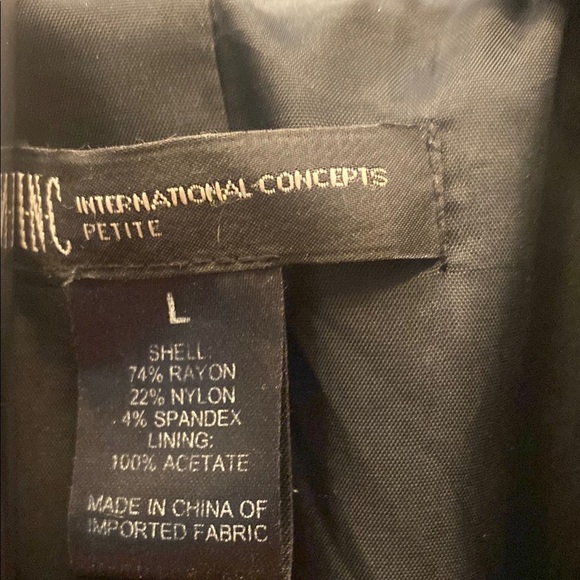INC International Concepts Black Utility Jacket with Belt LP preowned. - Picture 4 of 6